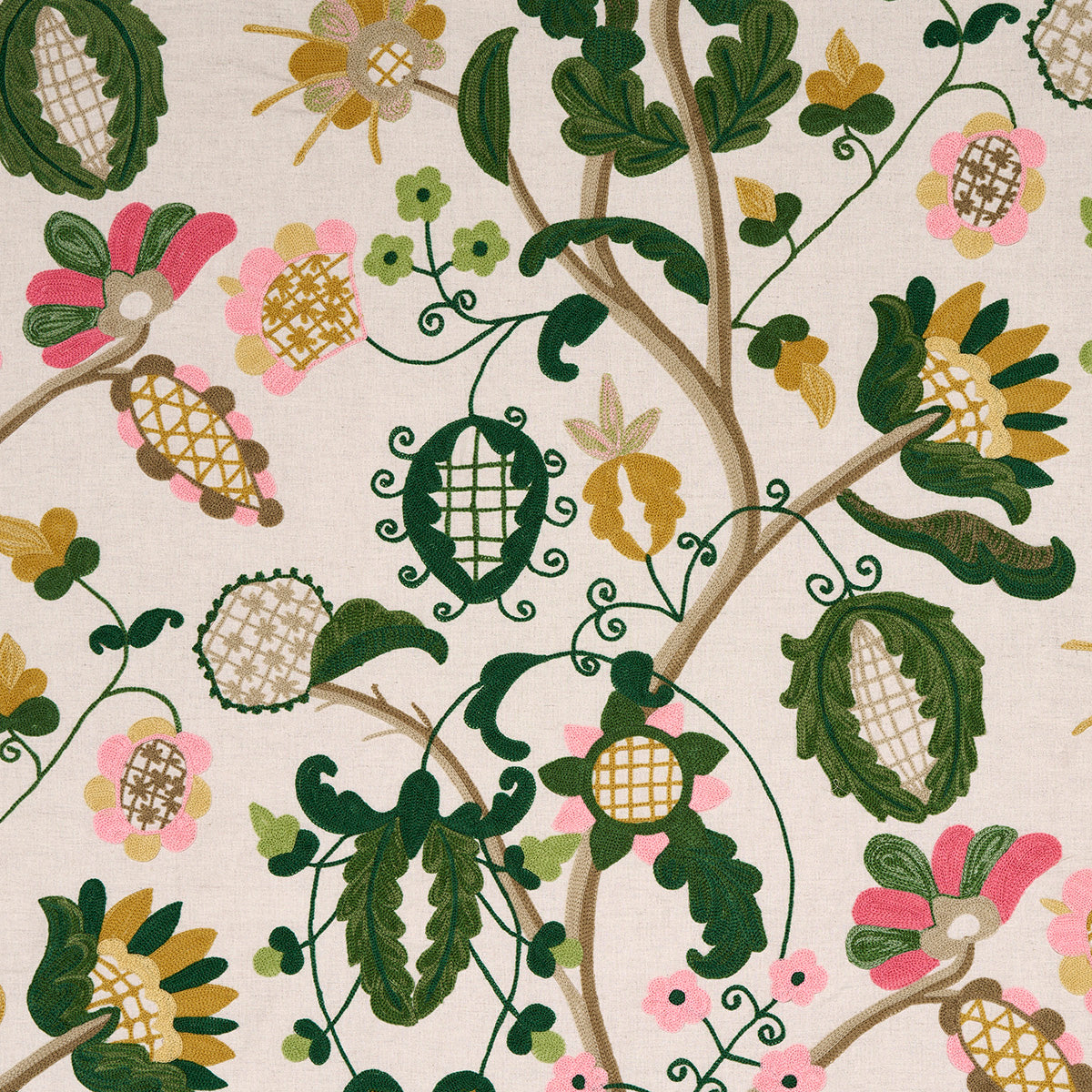 Purchase 81511 Mandevilla Embroidery, Pink & Green by Schumacher Fabric