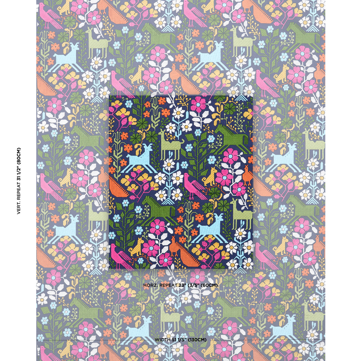 Purchase 81520 | Azulejos, Multi On Navy - Schumacher Fabric