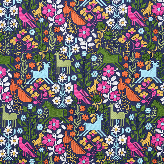 Purchase 81520 | Azulejos, Multi On Navy - Schumacher Fabric