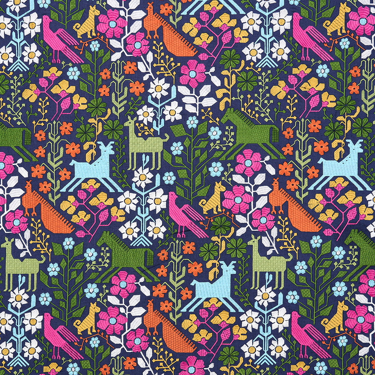 Purchase 81520 Lupita Embroidery, Multi On Navy by Schumacher Fabric