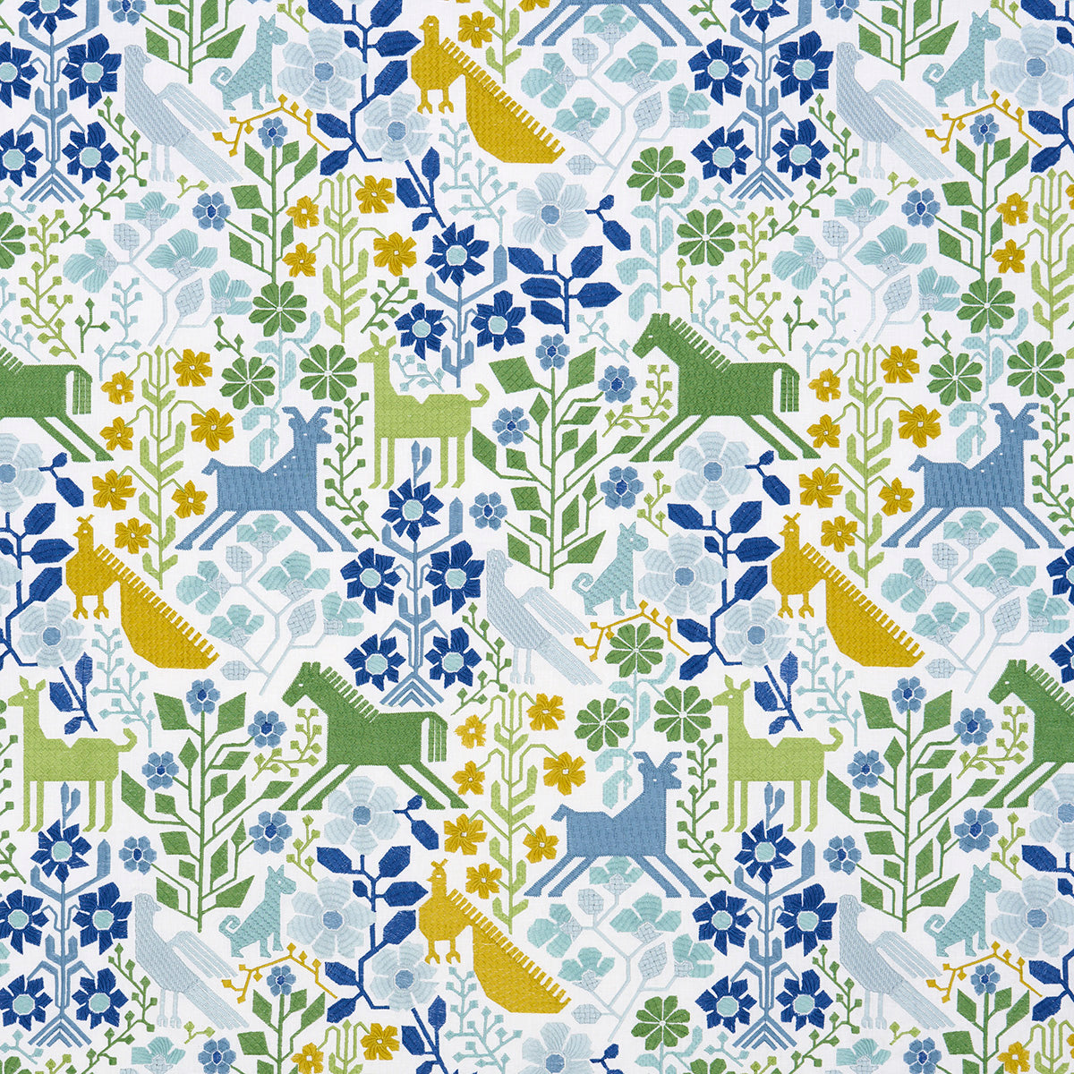 Purchase 81521 Lupita Embroidery, Green & Blue by Schumacher Fabric