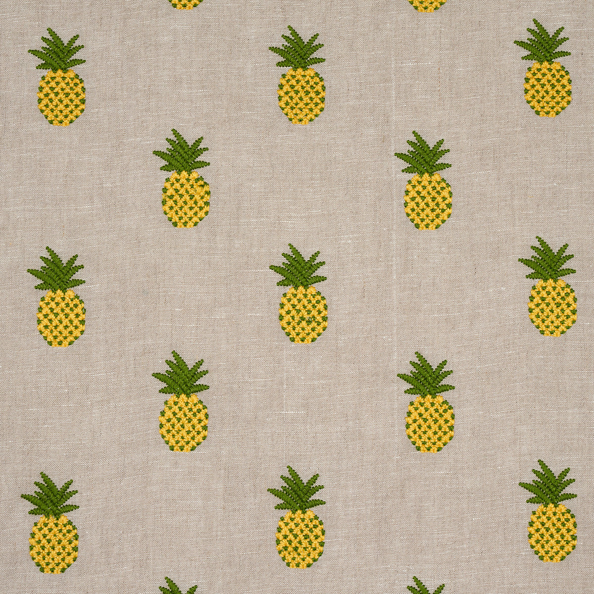 Purchase 81531 Pineapple Embroidery, Green On Natural by Schumacher Fabric