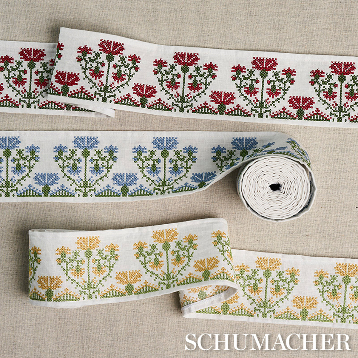 Purchase 81660 | Custis Embroidered Tape, Claret - Schumacher Trim