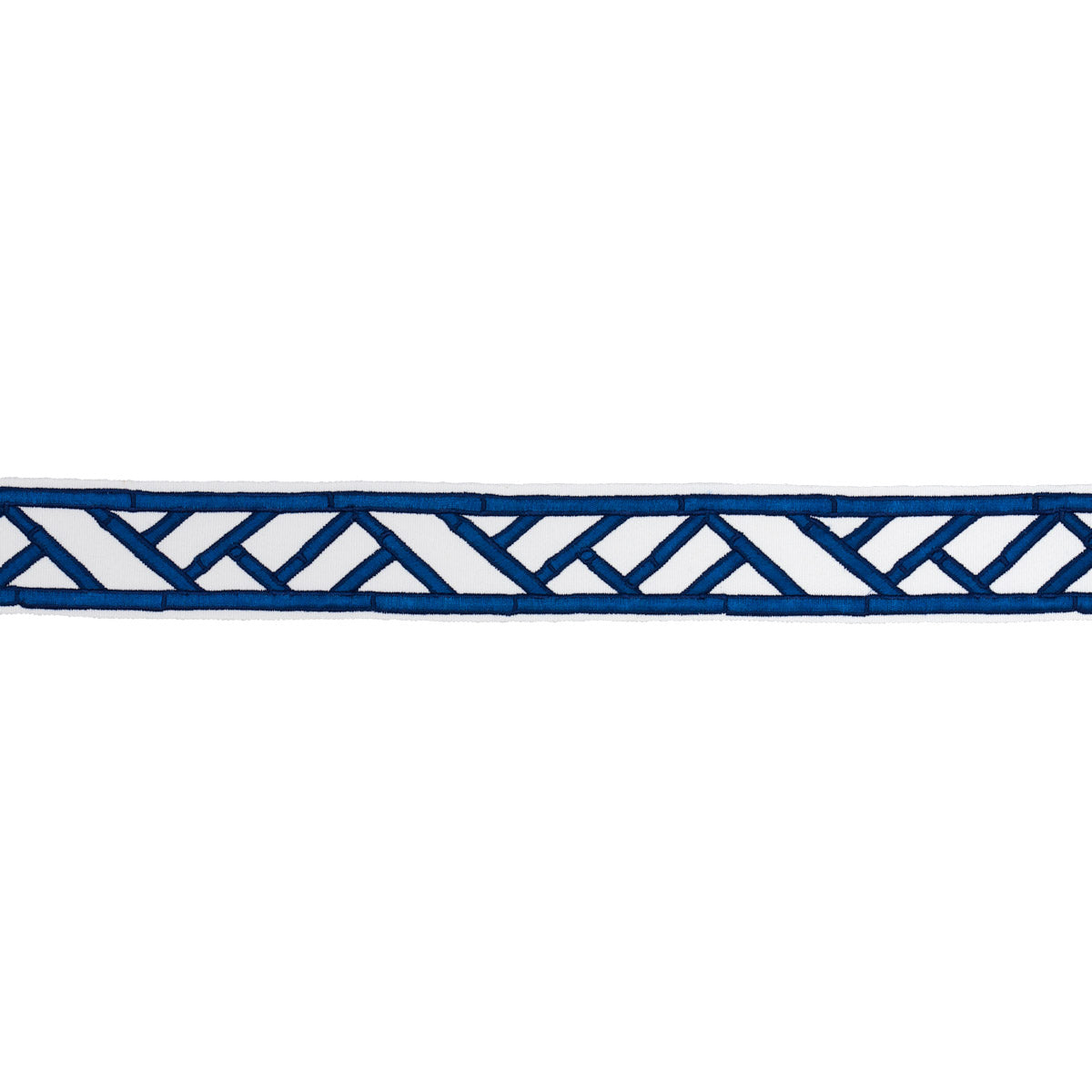 Purchase 81742 | Bamboo Trellis Tape, Blue - Schumacher Trim