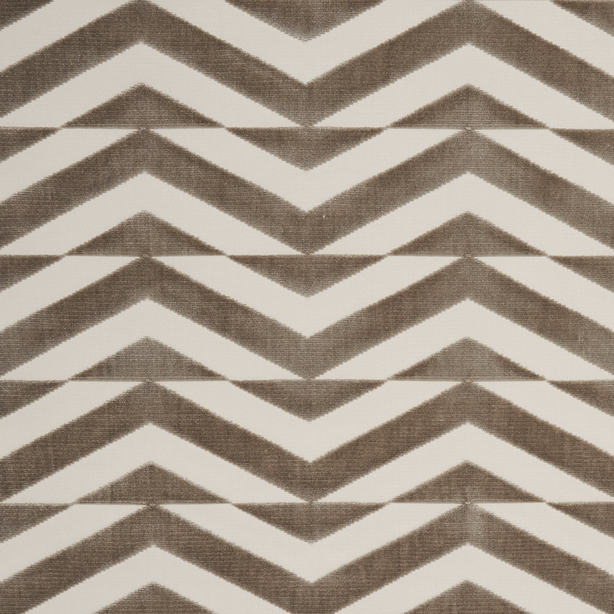 Schumacher Fabric - 81810 Broken Chevron Cut Velvet, Taupe On Ivory