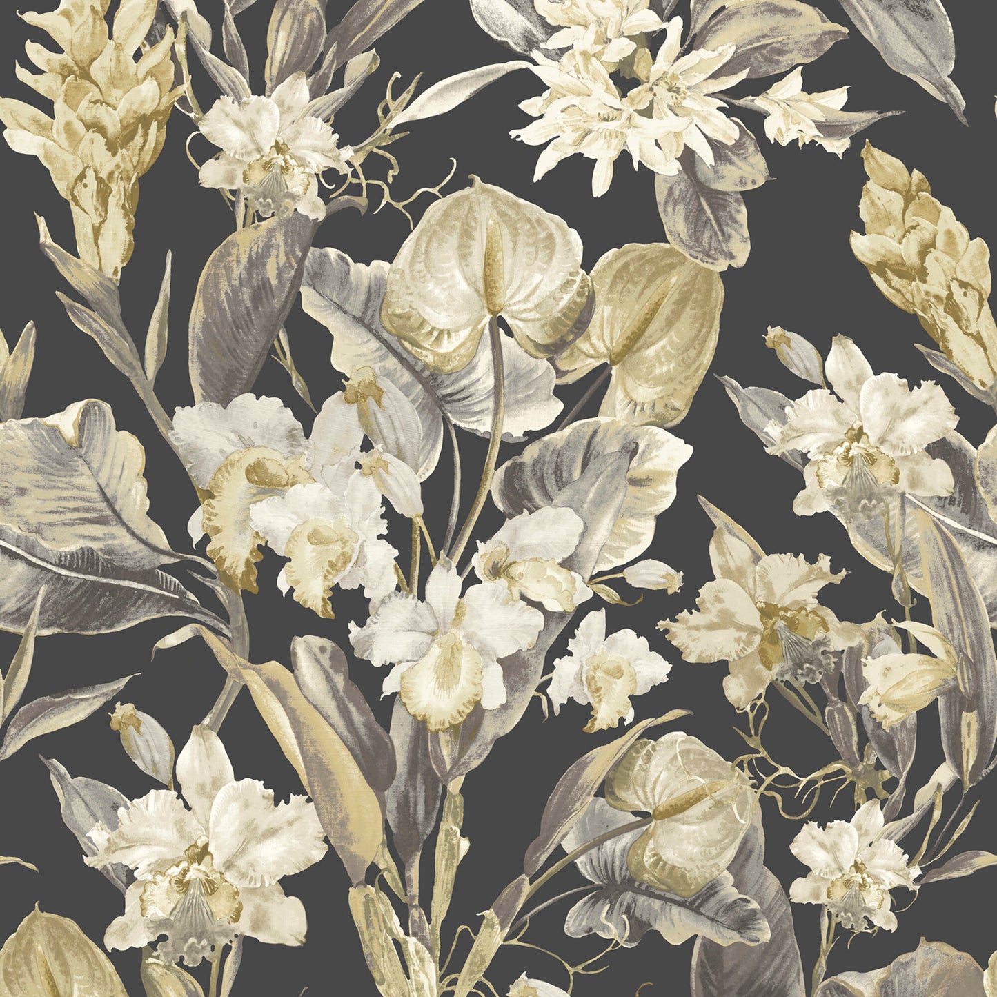 Purchase JF Wallpaper SKU 8202 17W9321 Black Floral Wallpaper