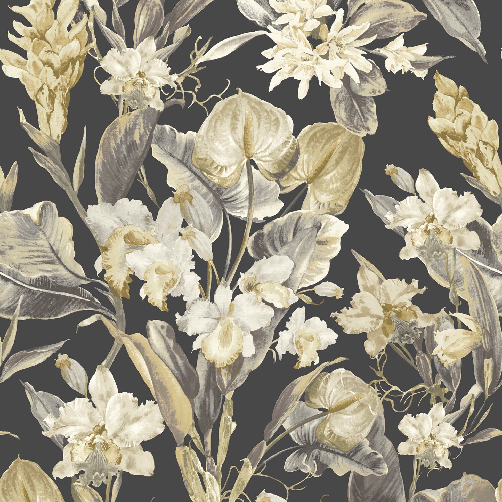 Purchase JF Wallpaper SKU 8202 17W9321 Black Floral Wallpaper