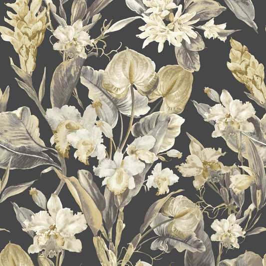 Purchase JF Wallpaper SKU 8202 17W9321 Black Floral Wallpaper