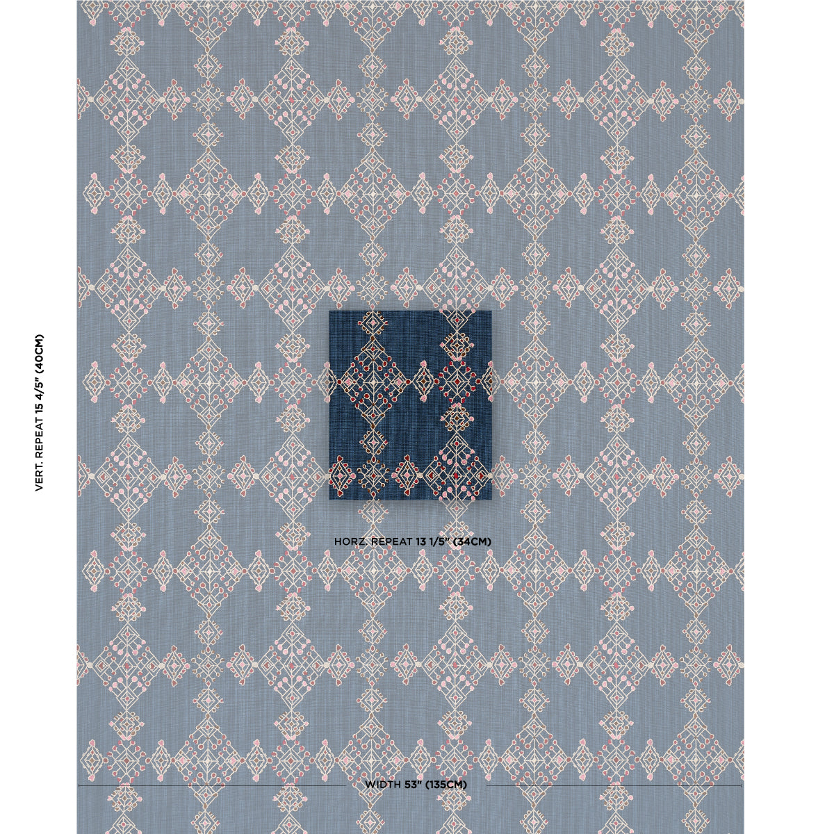 Purchase 82081 | Kalindi Embroidery, Indigo - Schumacher Fabric