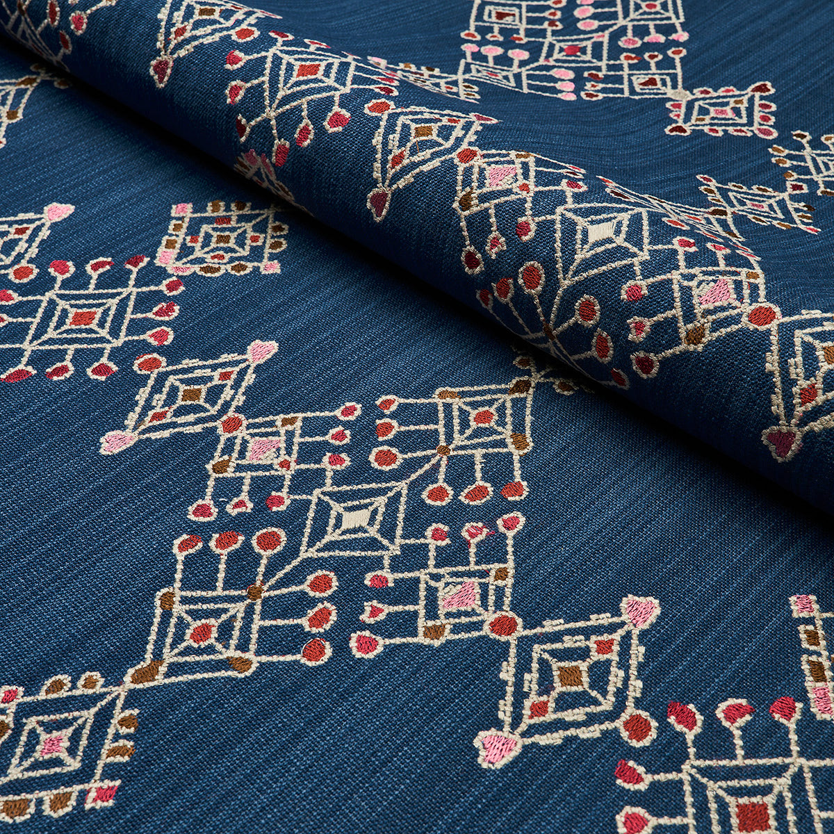 Purchase 82081 | Kalindi Embroidery, Indigo - Schumacher Fabric
