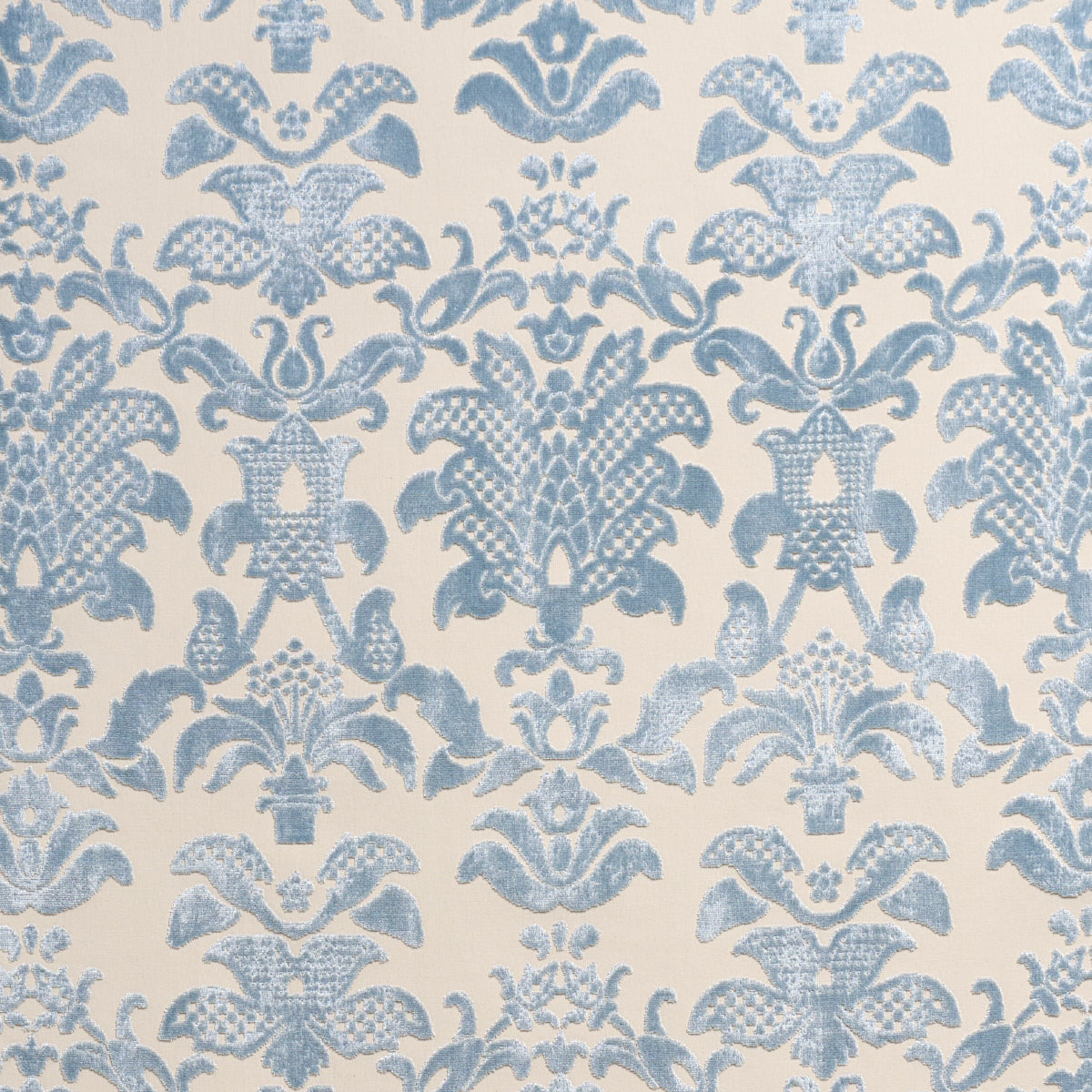 Purchase 82160 Limbourg Damask Velvet, Sky by Schumacher Fabric