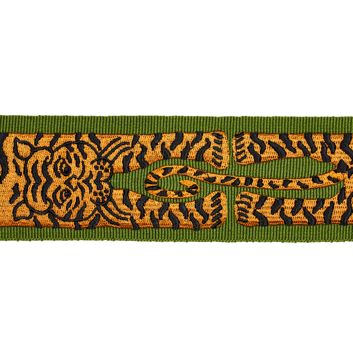 Purchase 82511 | Le Tigre Embroidered Trim, Green - Schumacher Trim