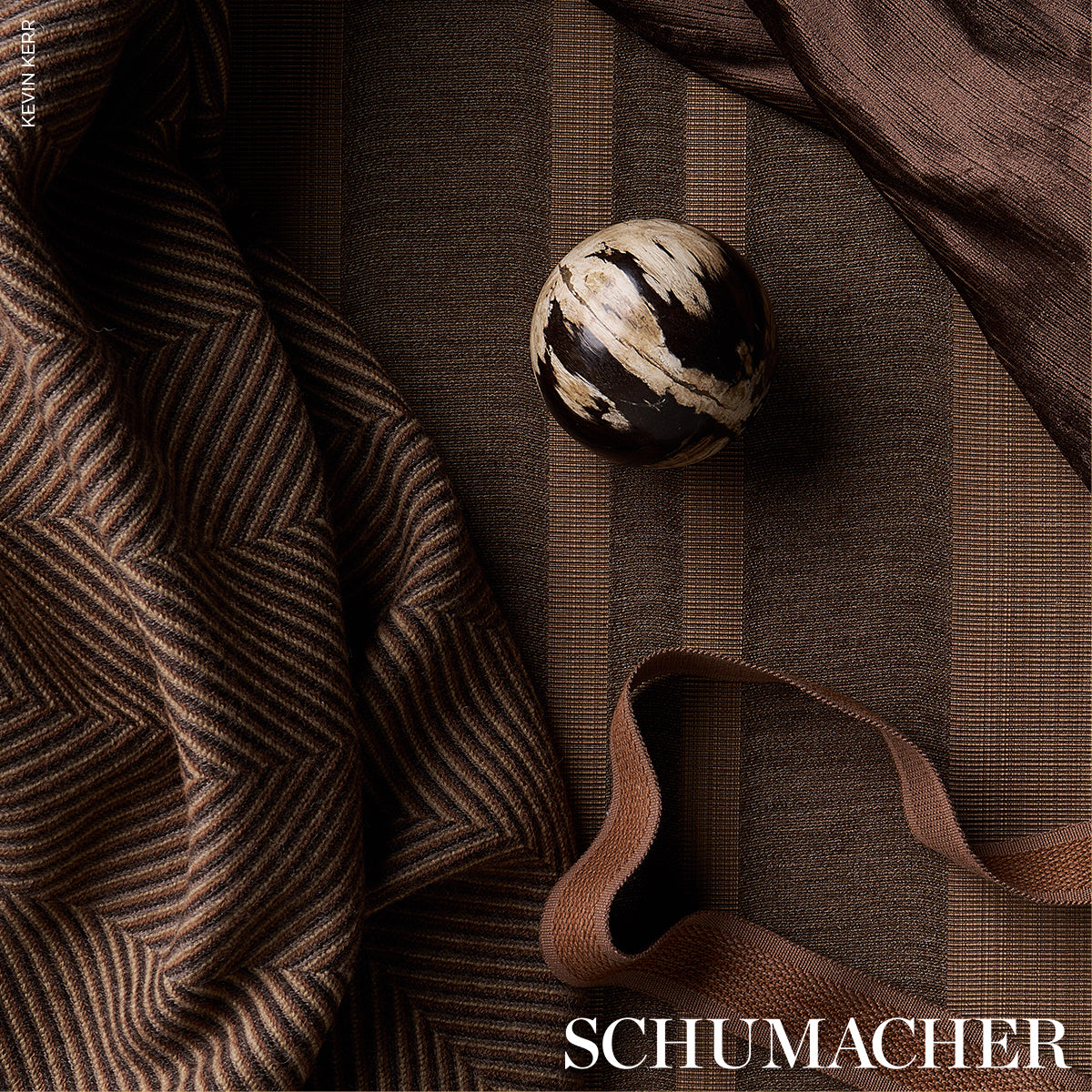 Purchase 83260 | Simon Wool Linen Stripe, Brown - Schumacher Fabric