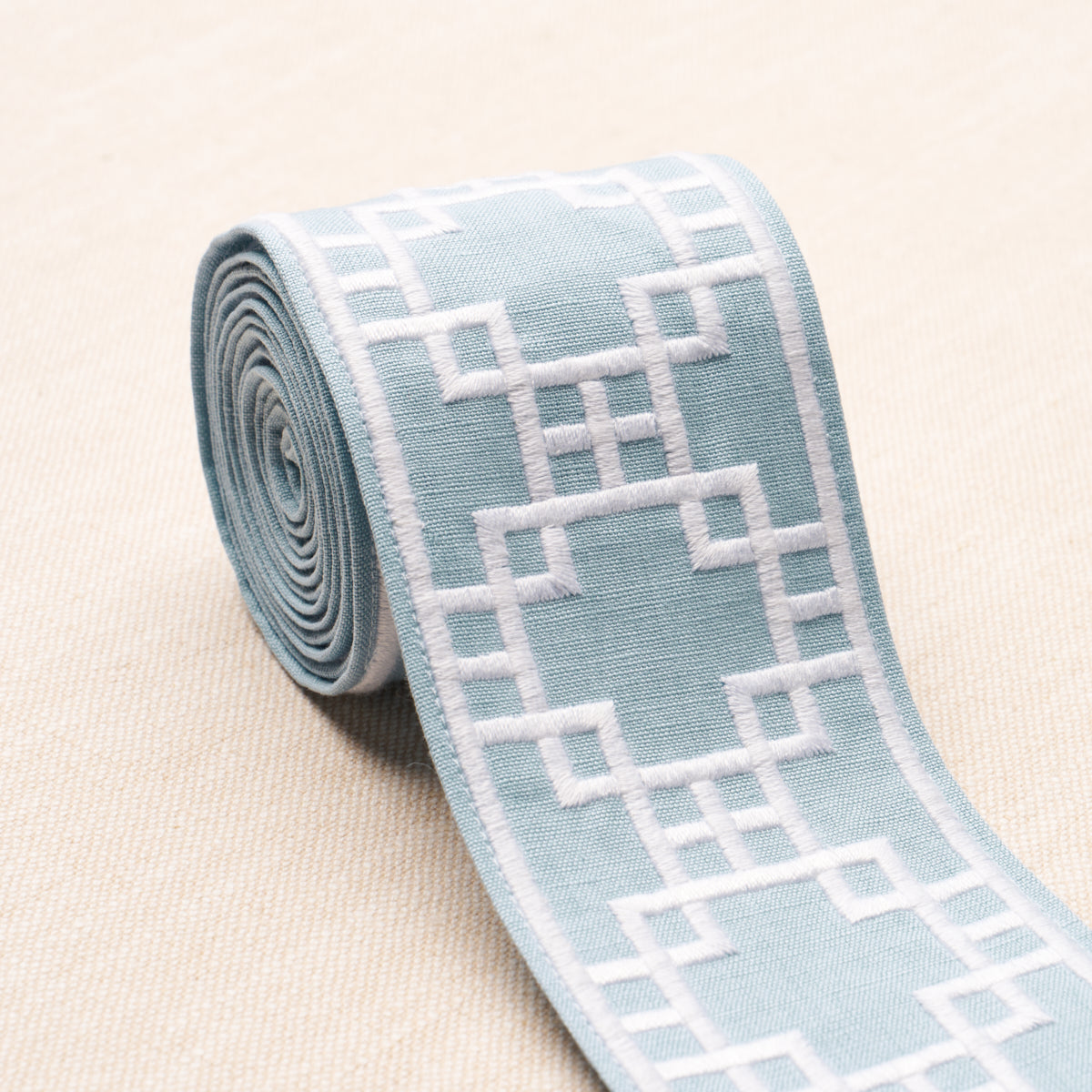 Purchase 83591 | Squared Away Trellis Tape, Sky - Schumacher Trim