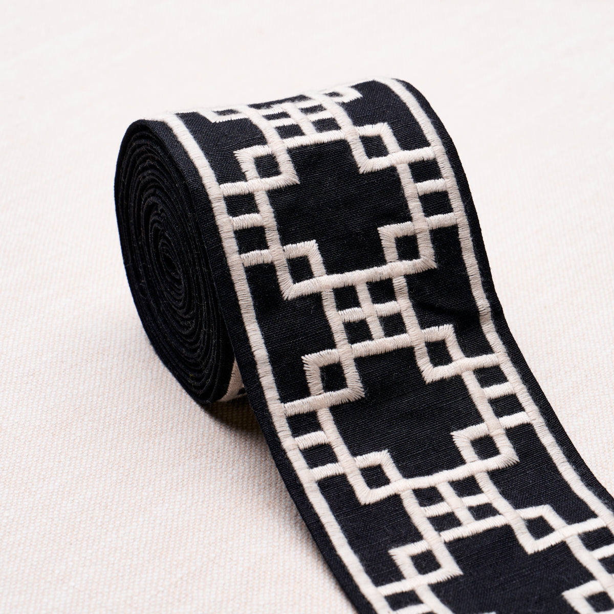 Purchase 83593 | Squared Away Trellis Tape, Black - Schumacher Trim