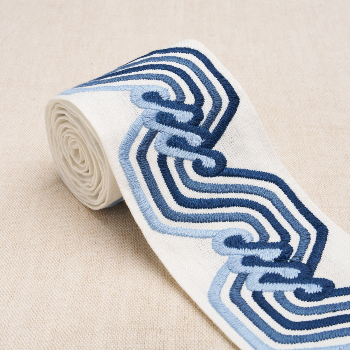 Purchase 83630 | The Twist Embroidered Tape, Blue - Schumacher Trim