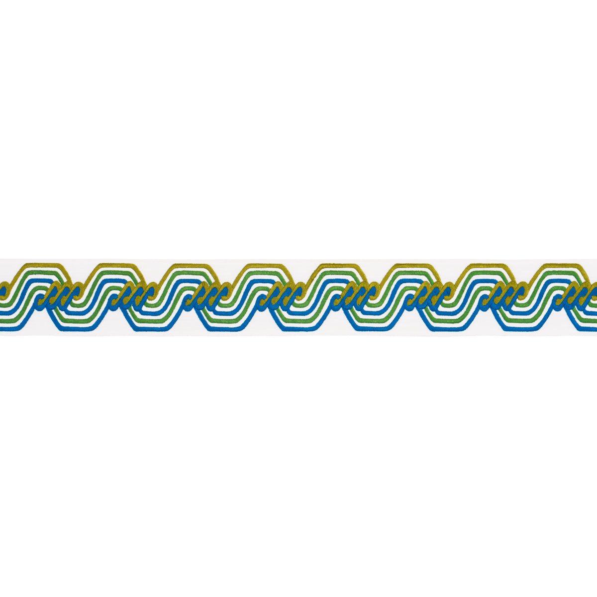 Purchase 83631 | The Twist Embroidered Tape, Peacock - Schumacher Trim