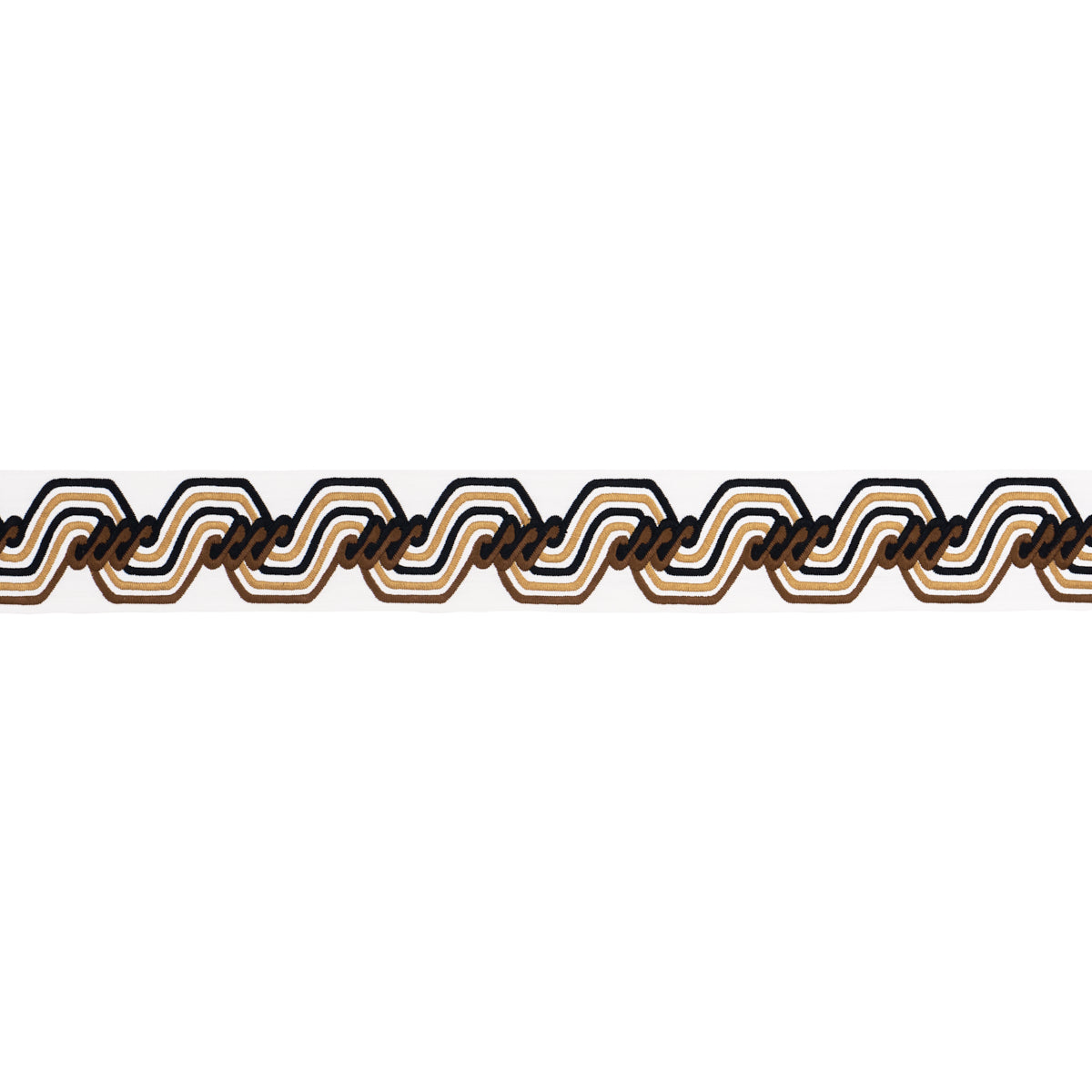 Purchase 83632 | The Twist Embroidered Tape, Brown - Schumacher Trim