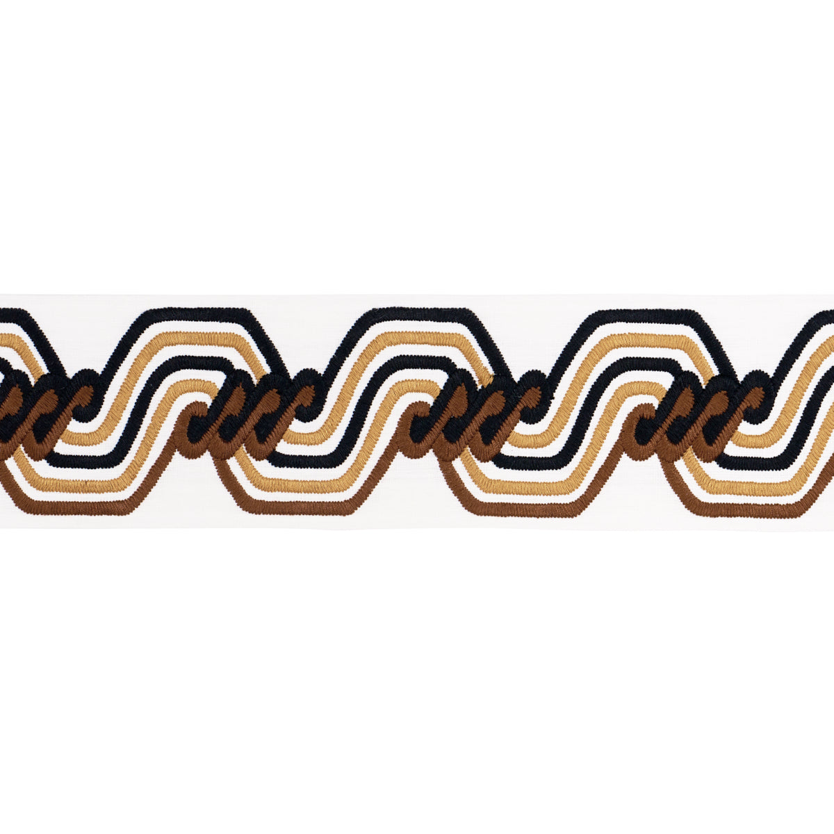 Purchase 83632 | The Twist Embroidered Tape, Brown - Schumacher Trim