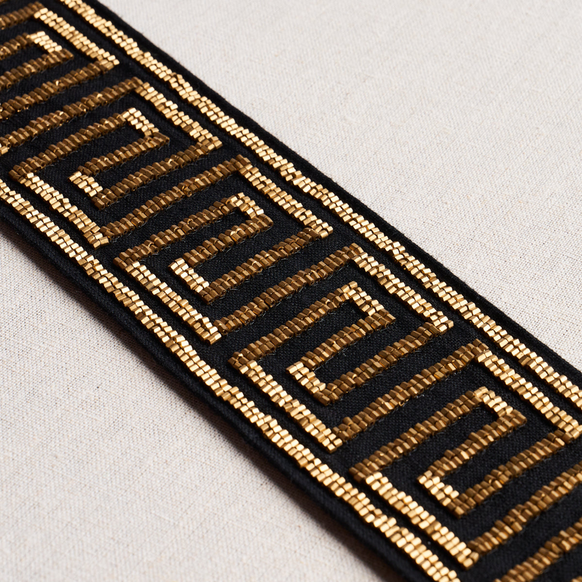 Purchase 83642 | Delphi Beaded Tape, Gold On Black - Schumacher Trim