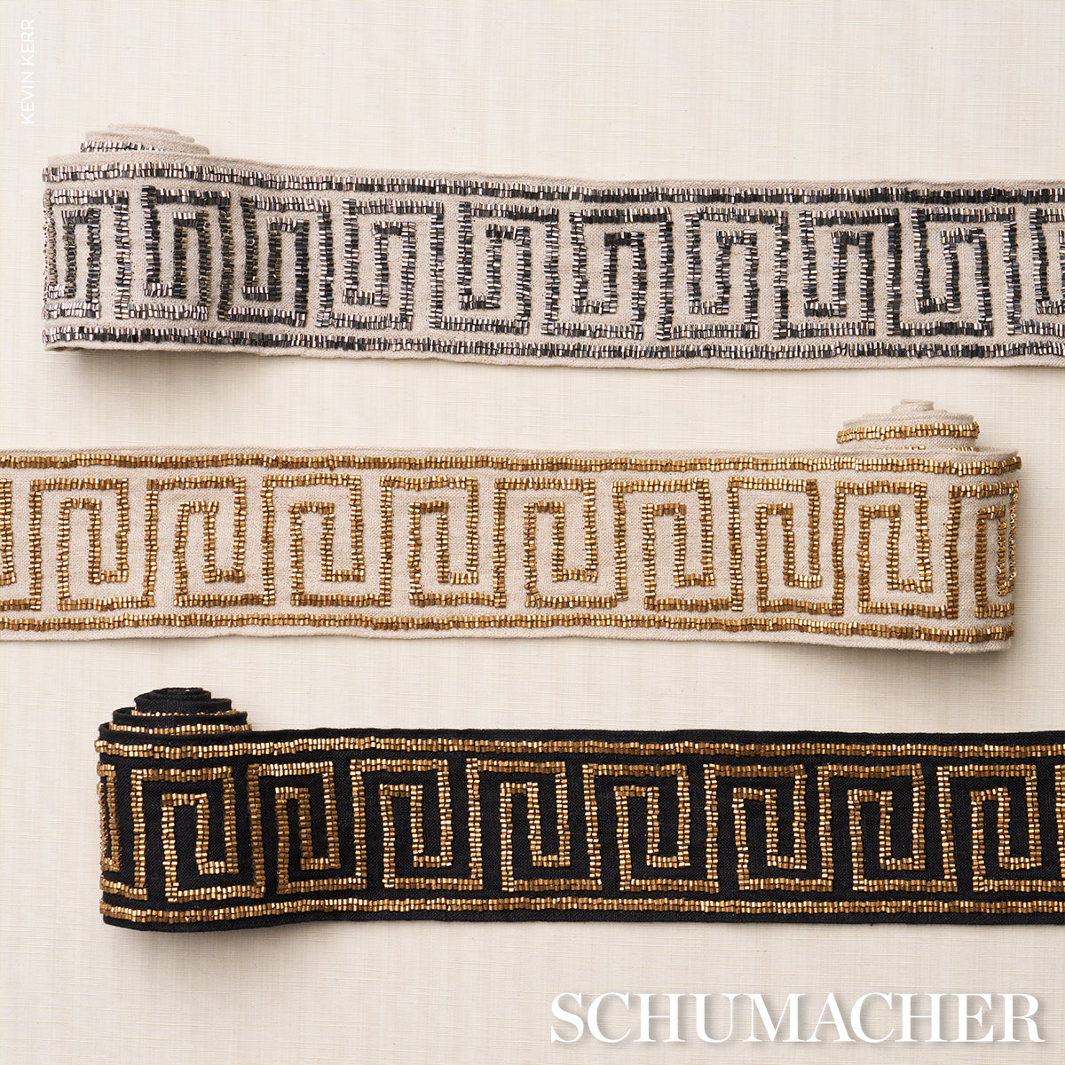 Purchase 83642 | Delphi Beaded Tape, Gold On Black - Schumacher Trim