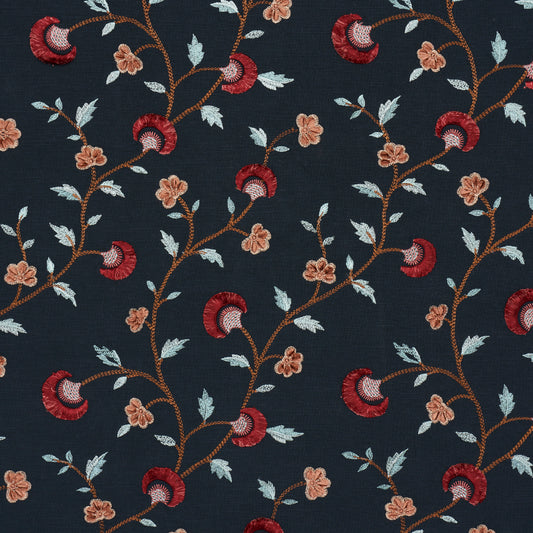Purchase 83662 | Iyla Embroidery, Midnight & Rouge - Schumacher Fabric