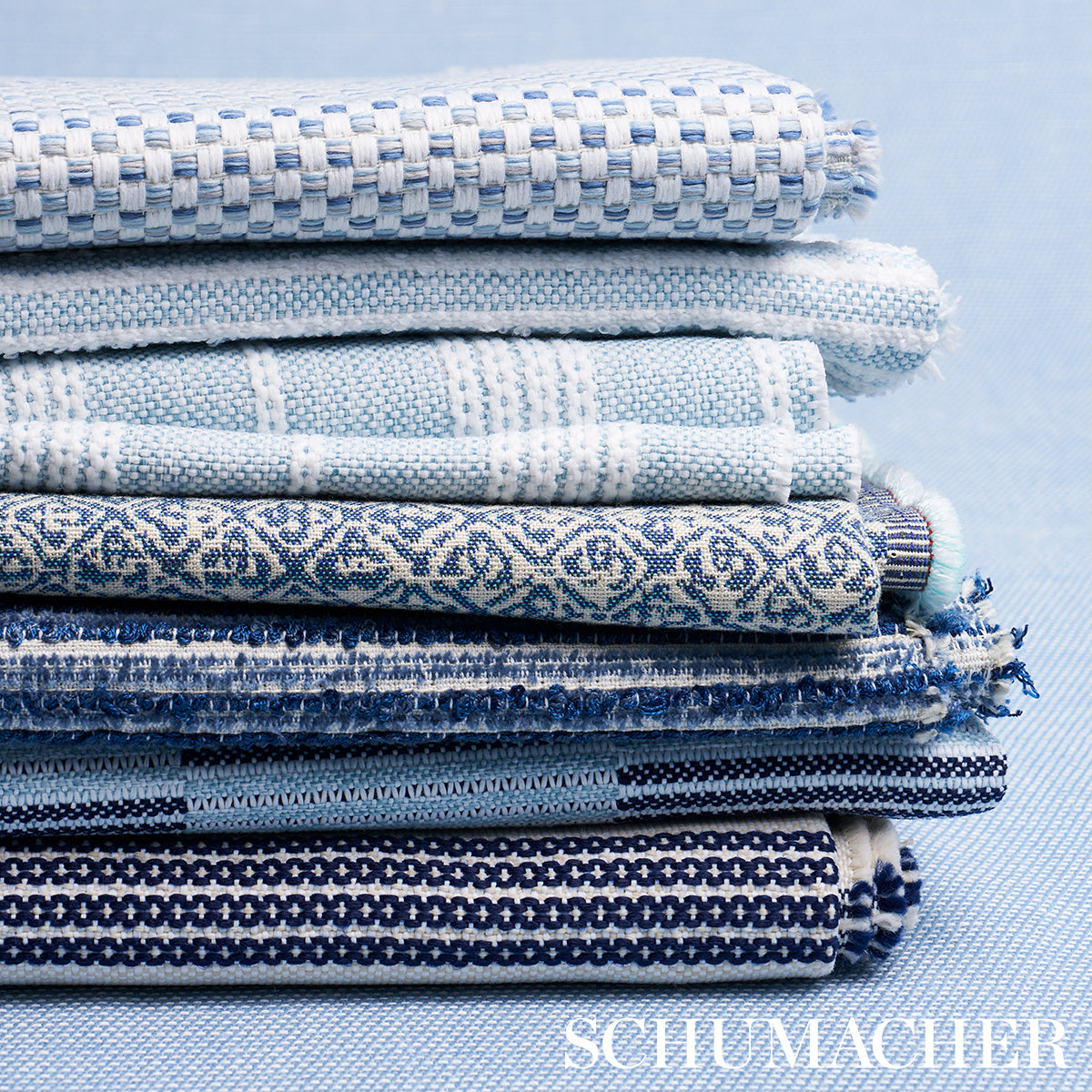Purchase 84260 | Boucle Stripe Indoor/Outdoor, Chambray - Schumacher Fabric