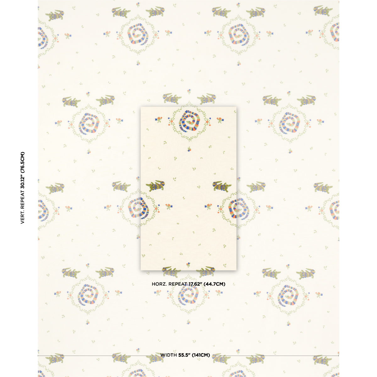 Purchase 84540 | Reptilia Embroidery, Bright Multi On Ivory - Schumacher Fabric