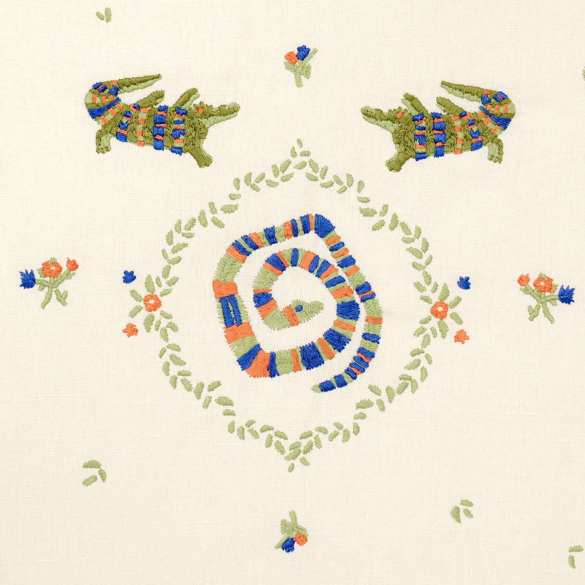 Purchase 84540 | Reptilia Embroidery, Bright Multi On Ivory - Schumacher Fabric