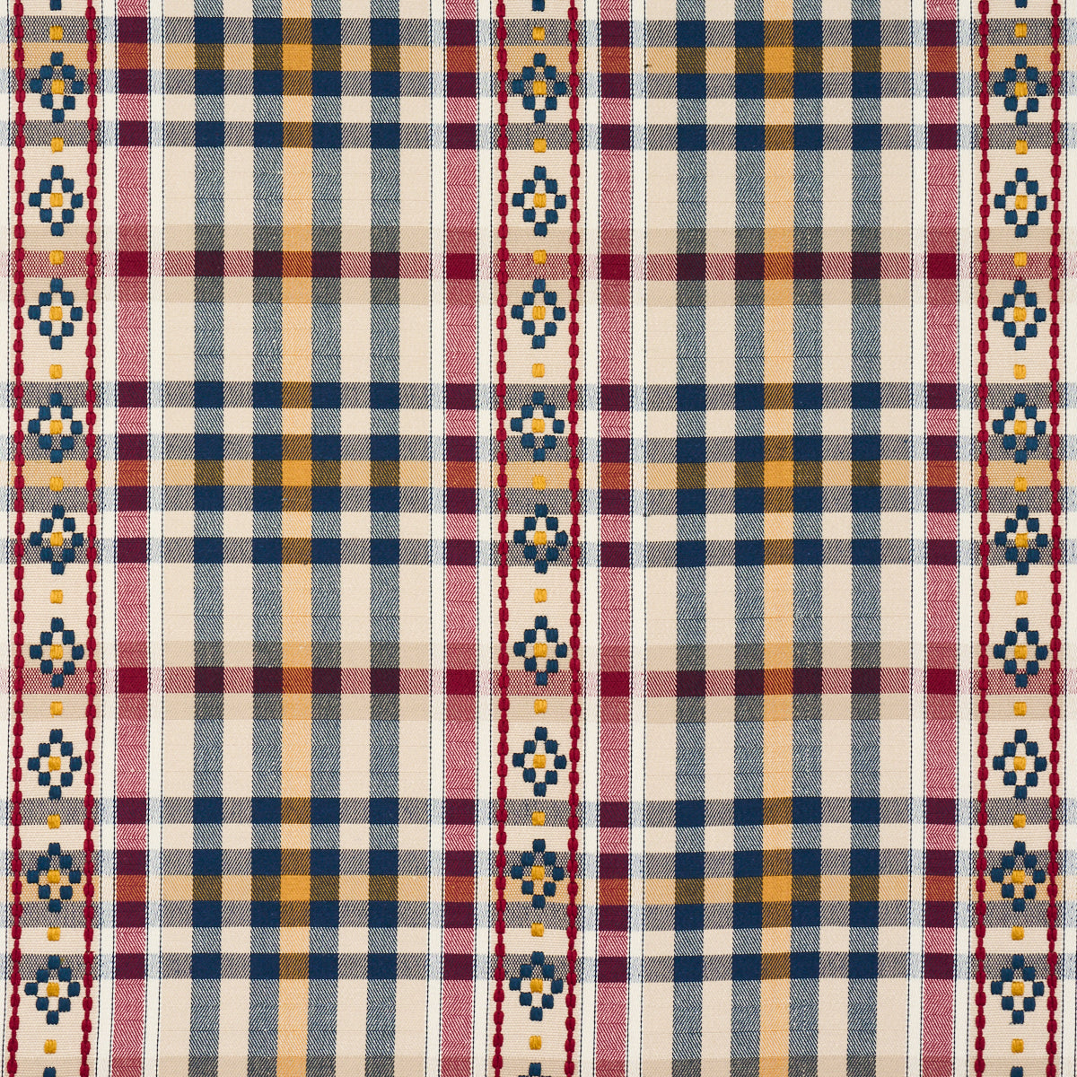 Purchase 84730 | Hutton Hand Woven Check, Rouge & Navy - Schumacher Fabric