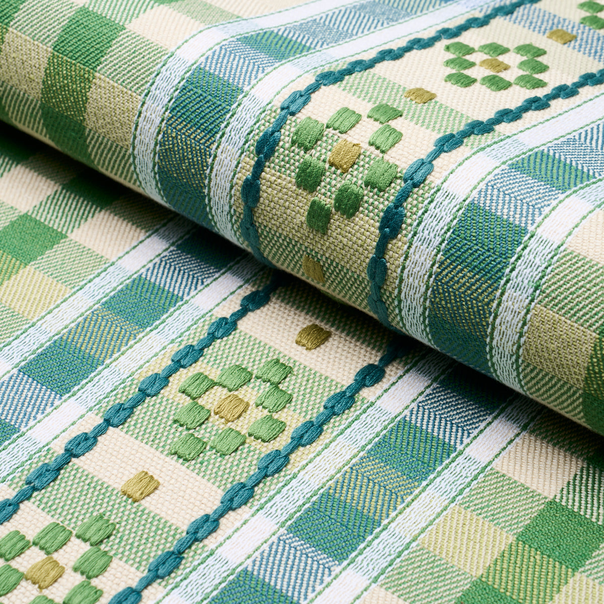 Purchase 84731 | Hutton Hand Woven Check, Leaf - Schumacher Fabric