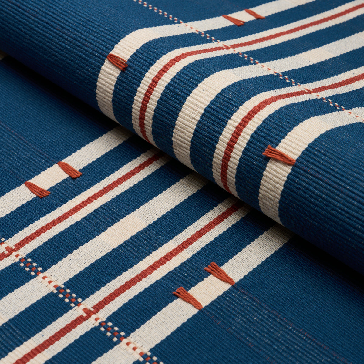 Purchase 84780 | Remmy Hand Woven Stripe, Indigo - Schumacher Fabric