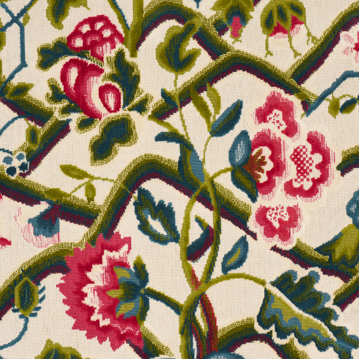 Purchase 84820 | Jacobean Garden Velvet, Mulberry & Leaf - Schumacher Fabric