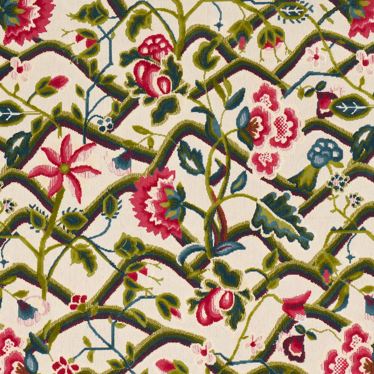Purchase 84820 | Jacobean Garden Velvet, Mulberry & Leaf - Schumacher Fabric
