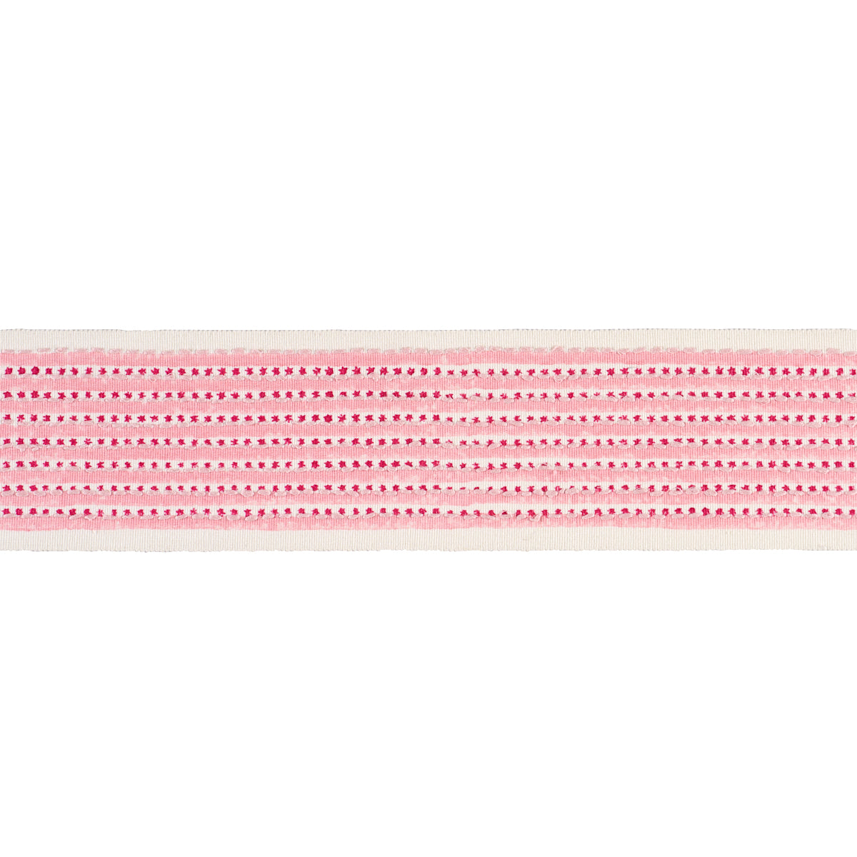 Purchase 85420 | Stripe & Dot Hand Block Trim, Pink - Schumacher Trim