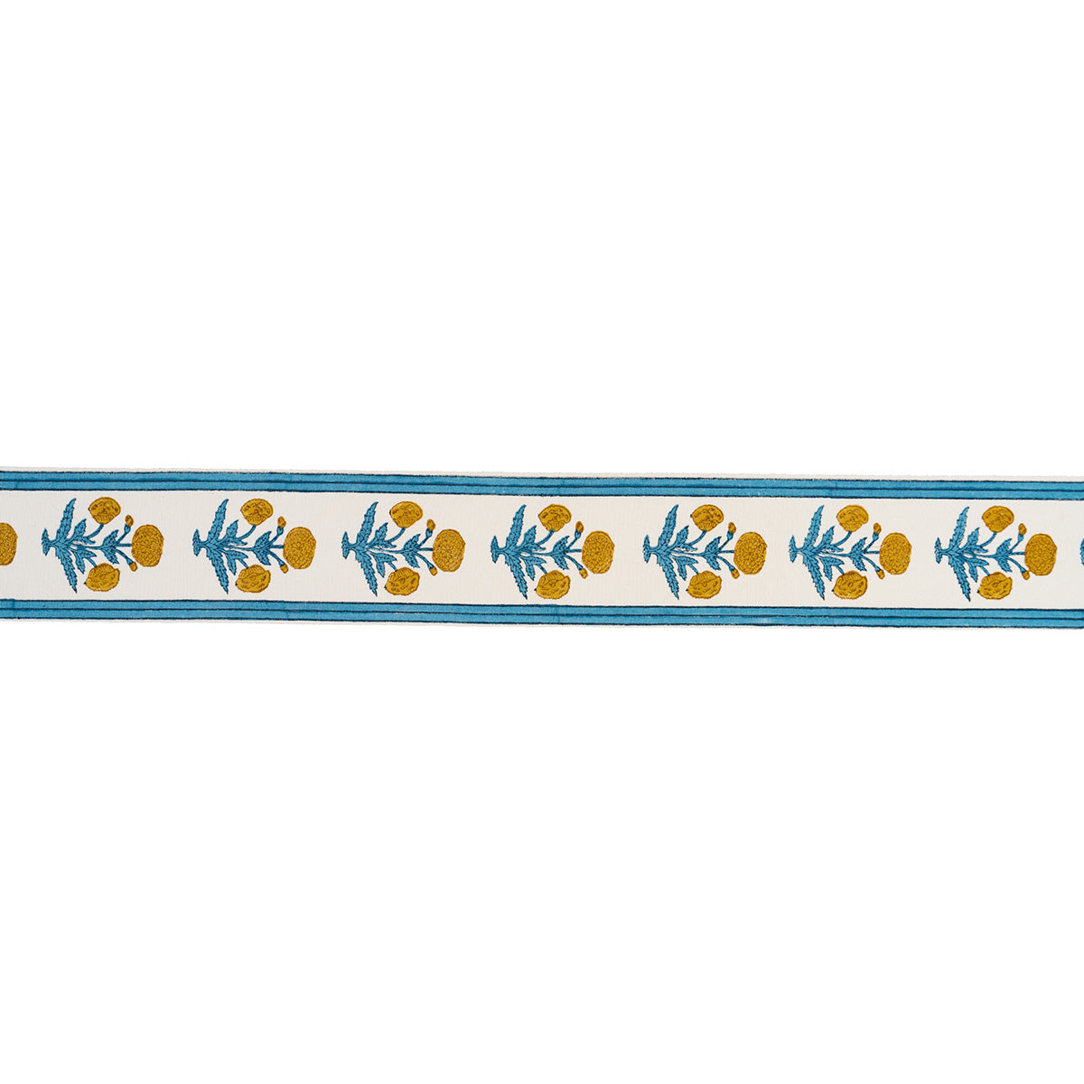Purchase 85440 | Poppy Hand Block Trim, Blue - Schumacher Trim