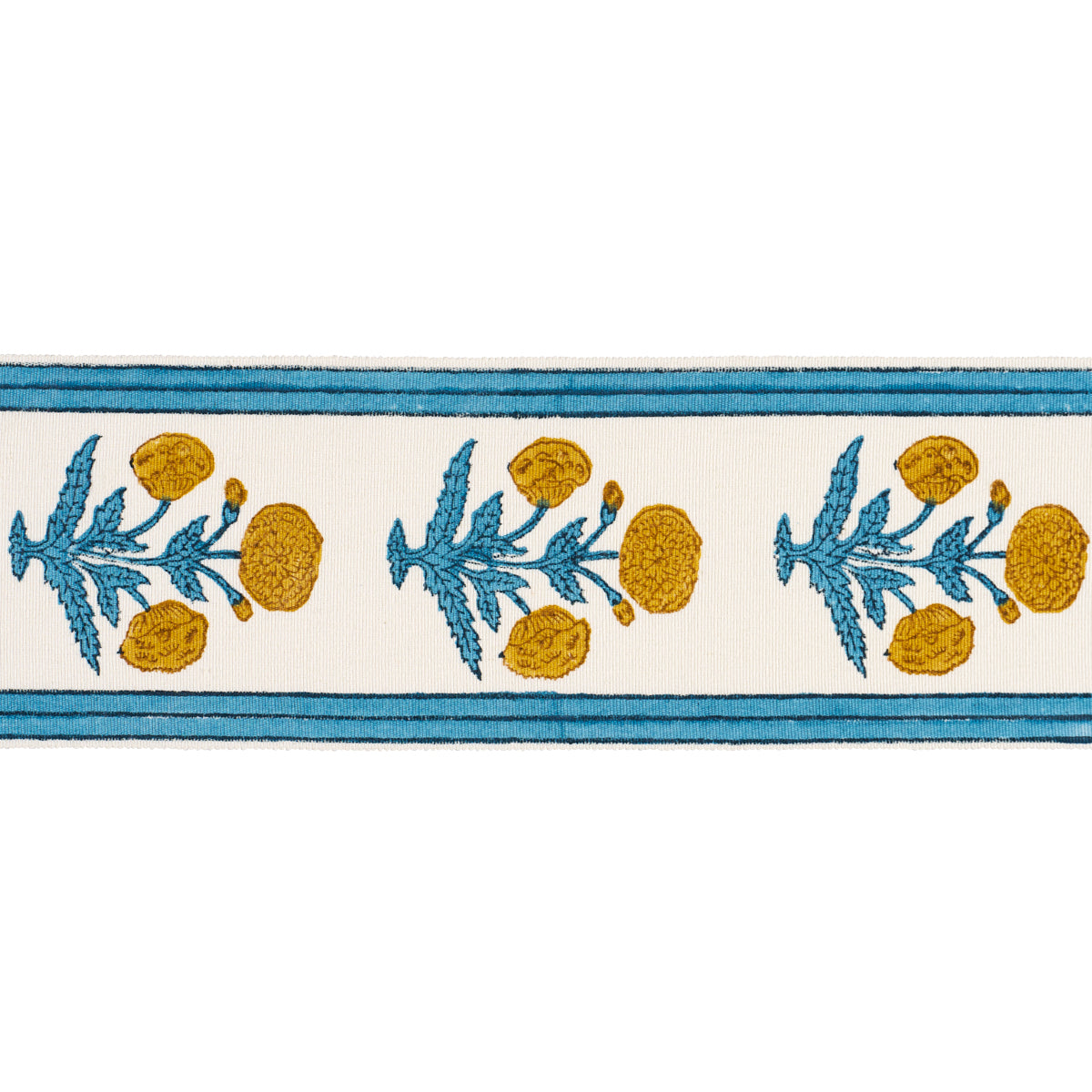 Purchase 85440 | Poppy Hand Block Trim, Blue - Schumacher Trim