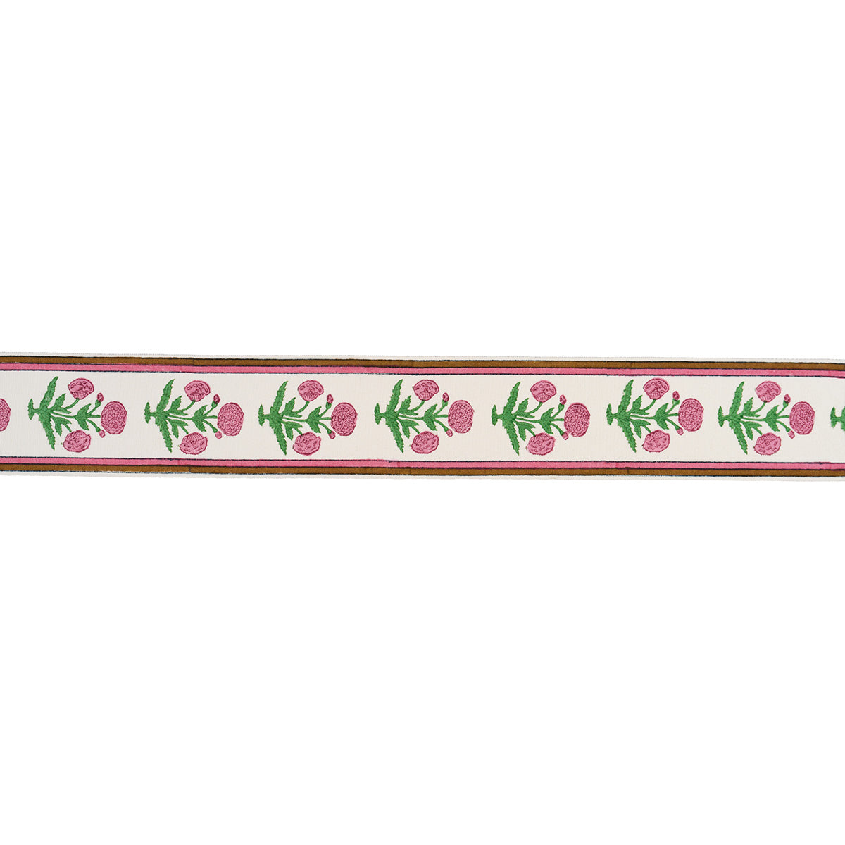 Purchase 85441 | Poppy Hand Block Trim, Pink - Schumacher Trim