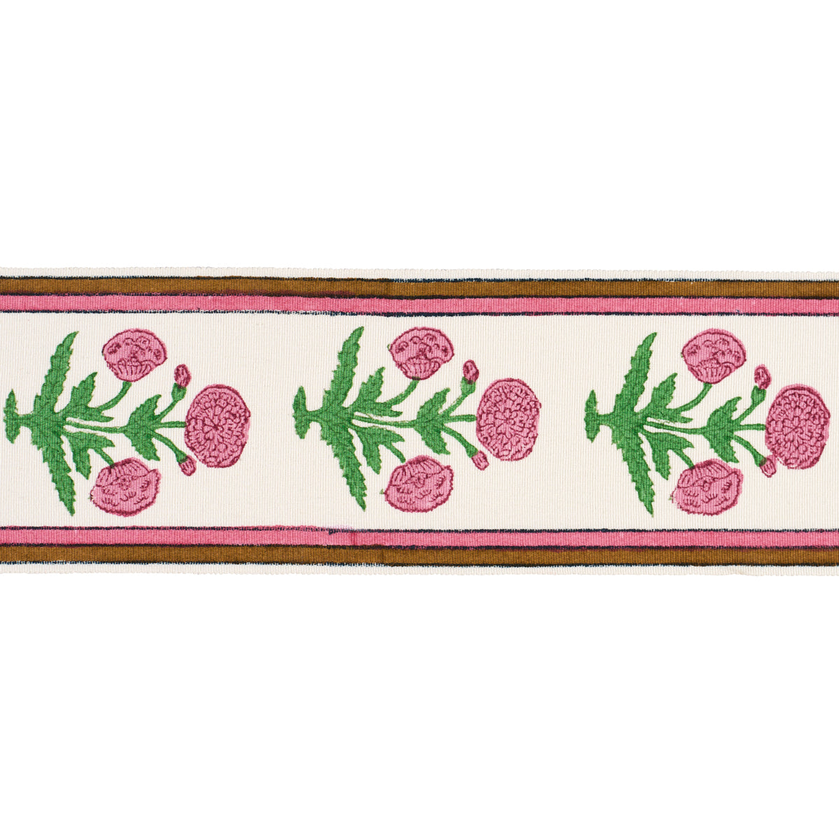 Purchase 85441 | Poppy Hand Block Trim, Pink - Schumacher Trim