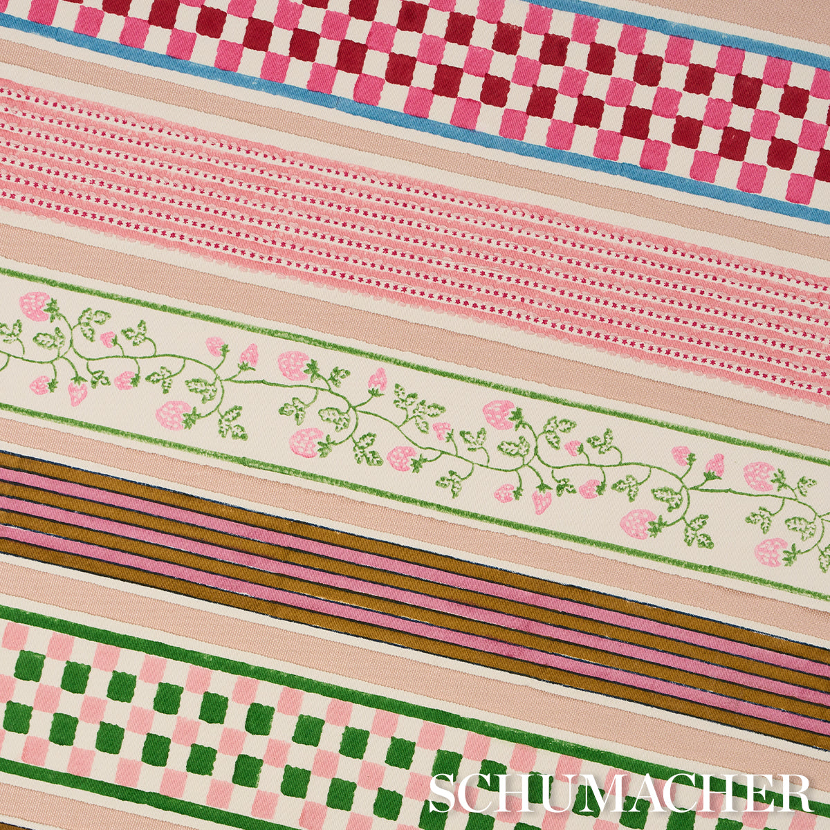 Purchase 85451 | Chequer Hand Block Trim, Pink - Schumacher Trim