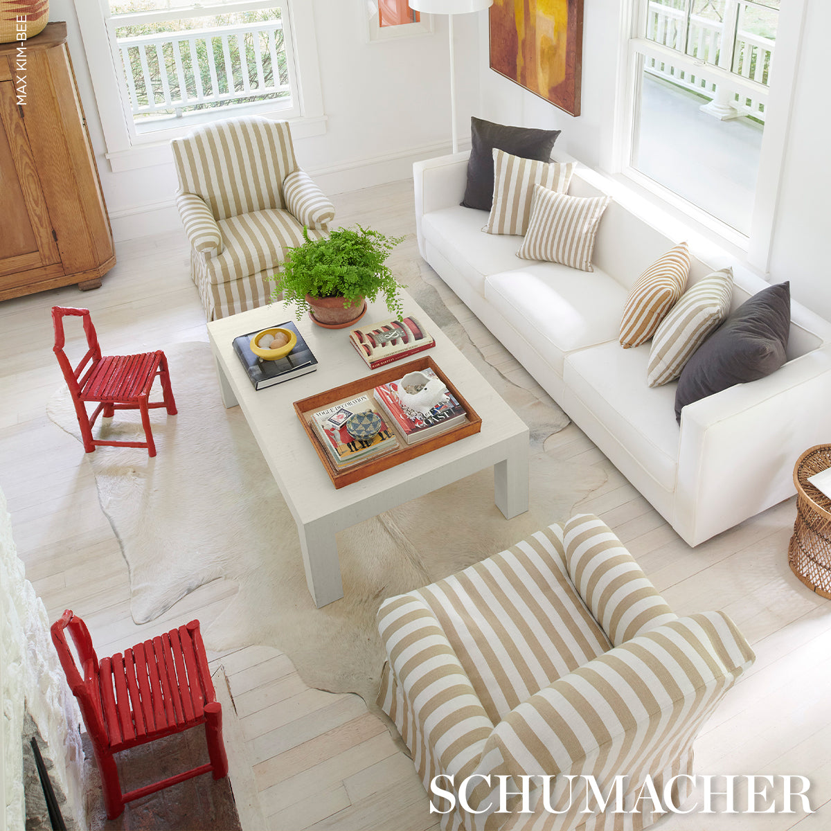 Purchase 85800 | Hanson Indoor/Outdoor Stripe, Sand - Schumacher Fabric