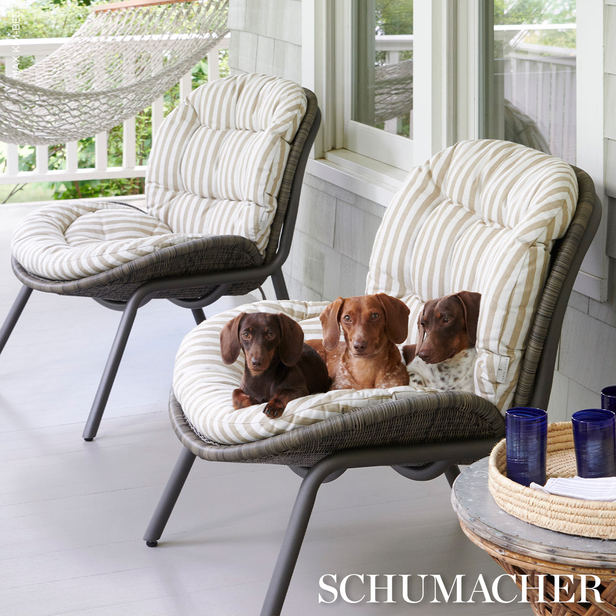 Purchase 85810 | Hanson Indoor/Outdoor Stripe Narrow, Sand - Schumacher Fabric