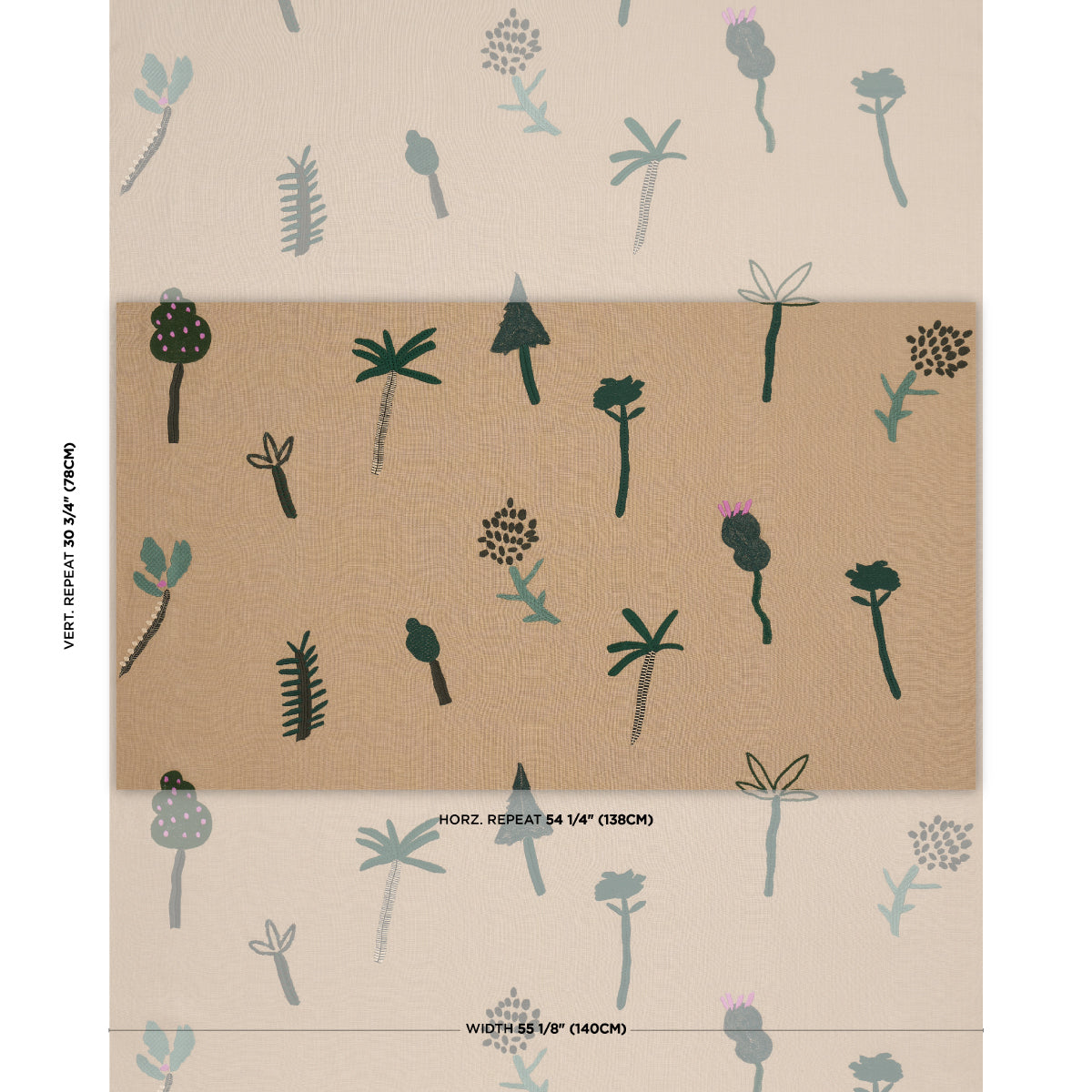 Purchase 85851 | Tropical Trees, Green On Natural - Schumacher Fabric