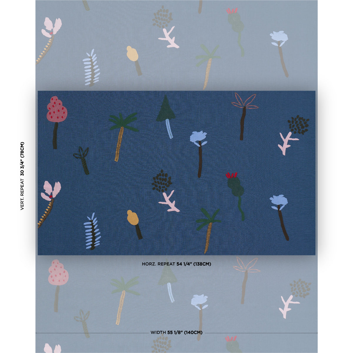 Purchase 85852 | Tropical Trees, Blue - Schumacher Fabric