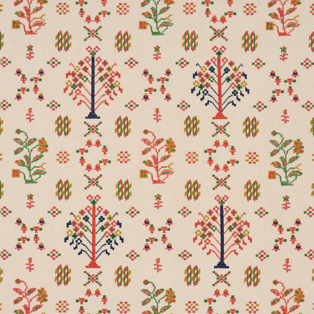 Purchase 85980 | Fairview Cross Stitch Embroidery, Multi - Schumacher Fabric