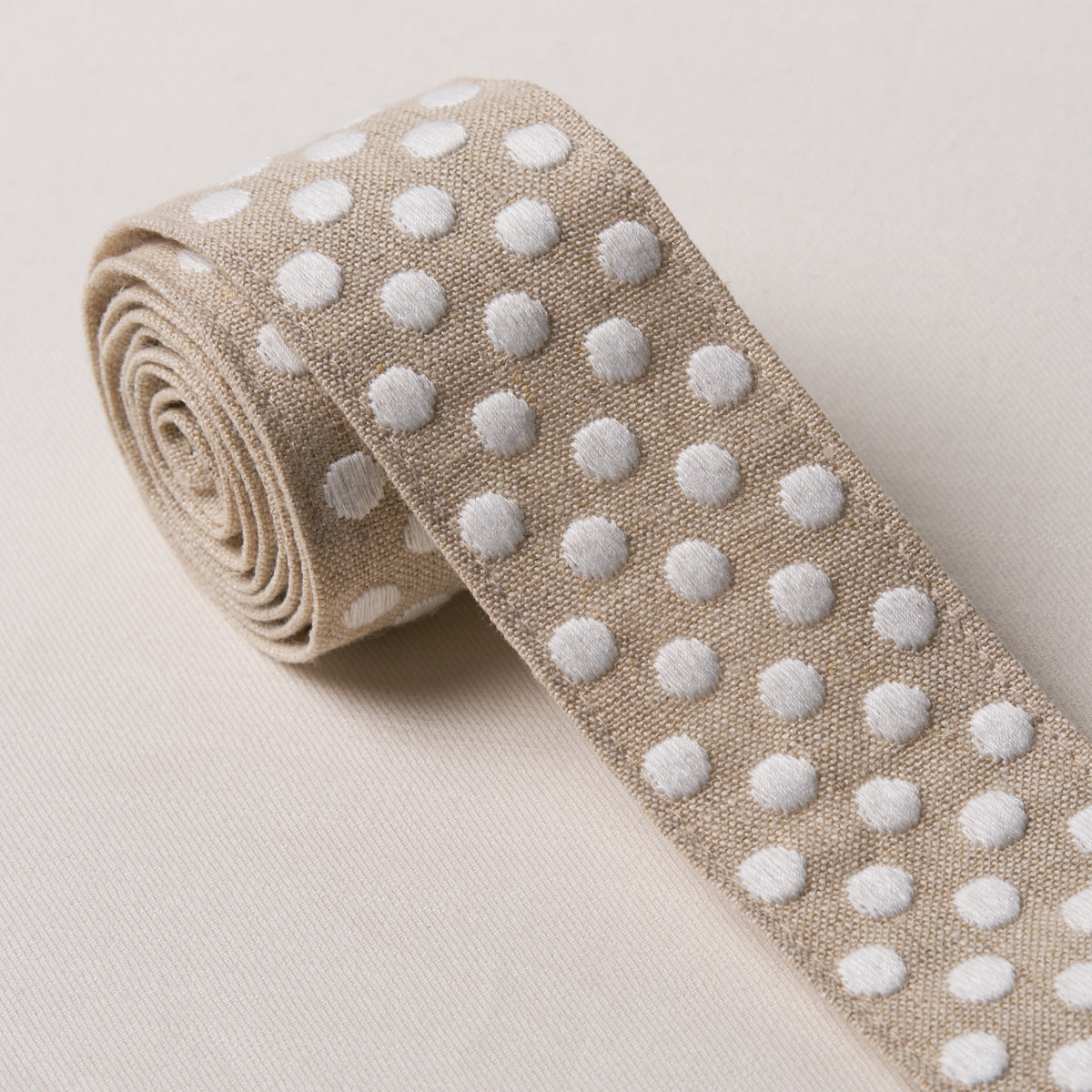 Purchase 86290 | Dotted Embroidered Tape, Natural - Schumacher Trim
