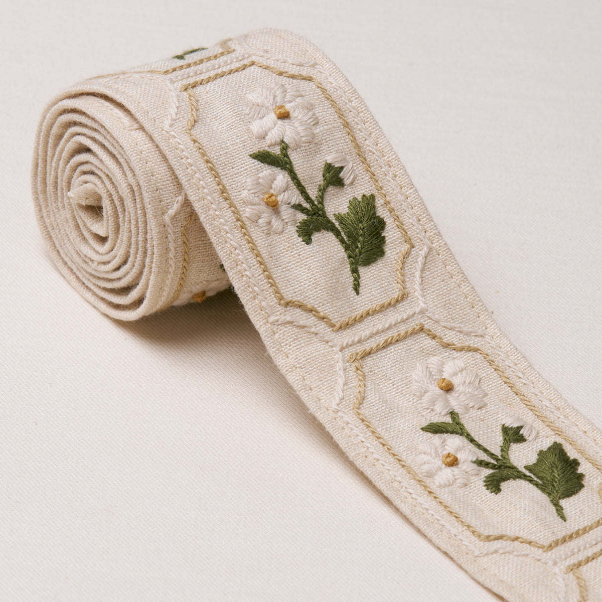 Purchase 86300 | Jolie Hand Embroidered Tape, Neutral - Schumacher Trim