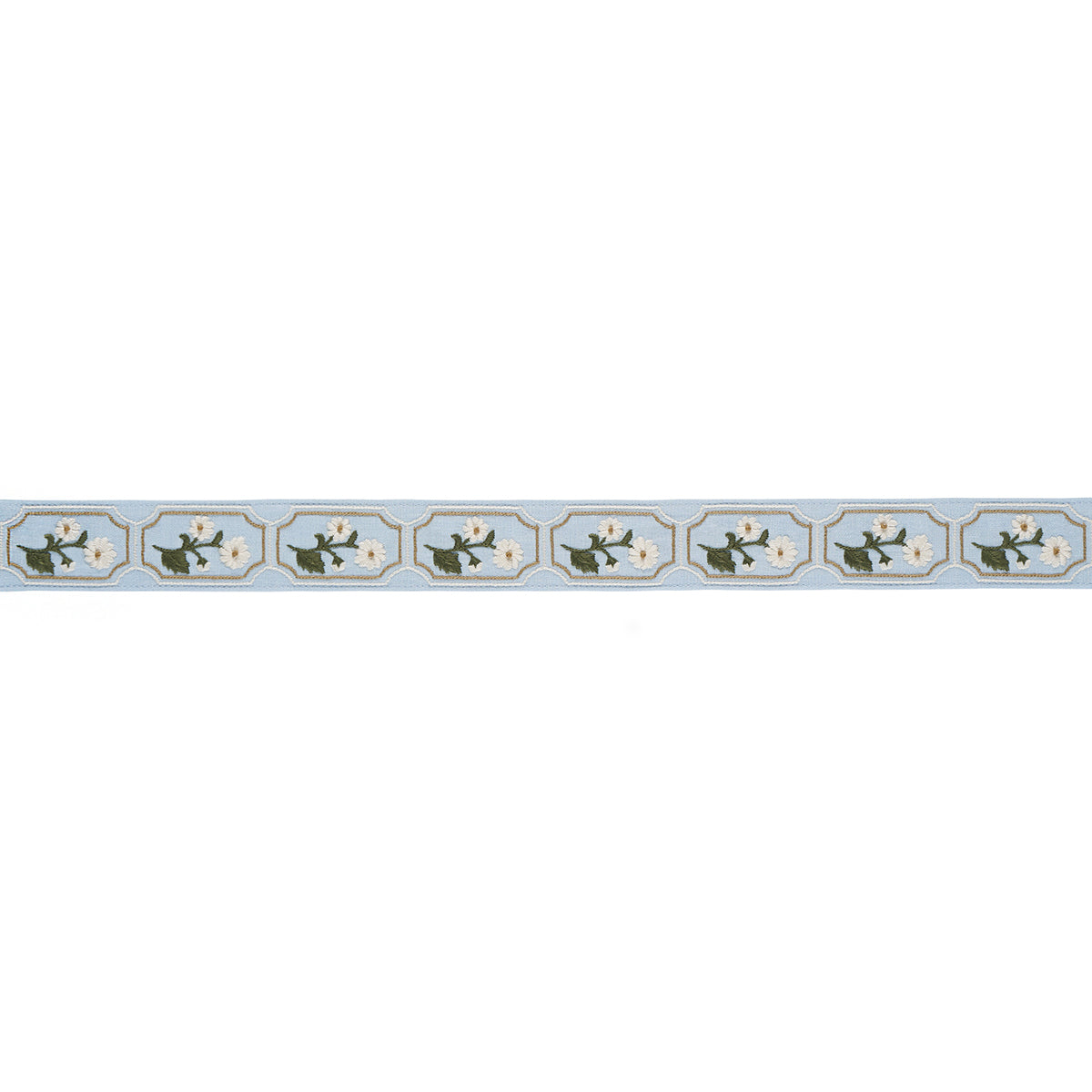 Purchase 86301 | Jolie Hand Embroidered Tape, Sky - Schumacher Trim