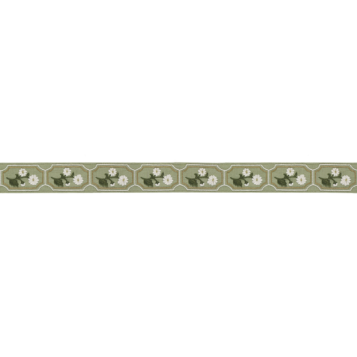 Purchase 86302 | Jolie Hand Embroidered Tape, Green - Schumacher Trim