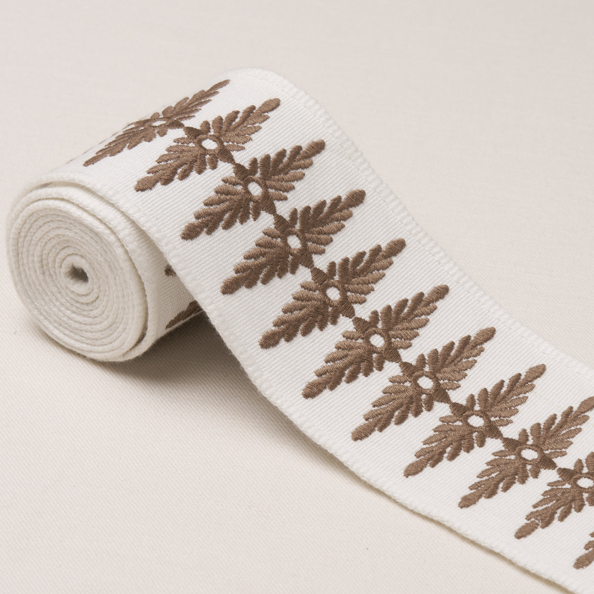 Purchase 86323 | Genevieve Embroidered Tape, Brown - Schumacher Trim